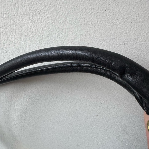 Banana Republic black leather with gold accents tote satchel purse - Picture 13 of 14